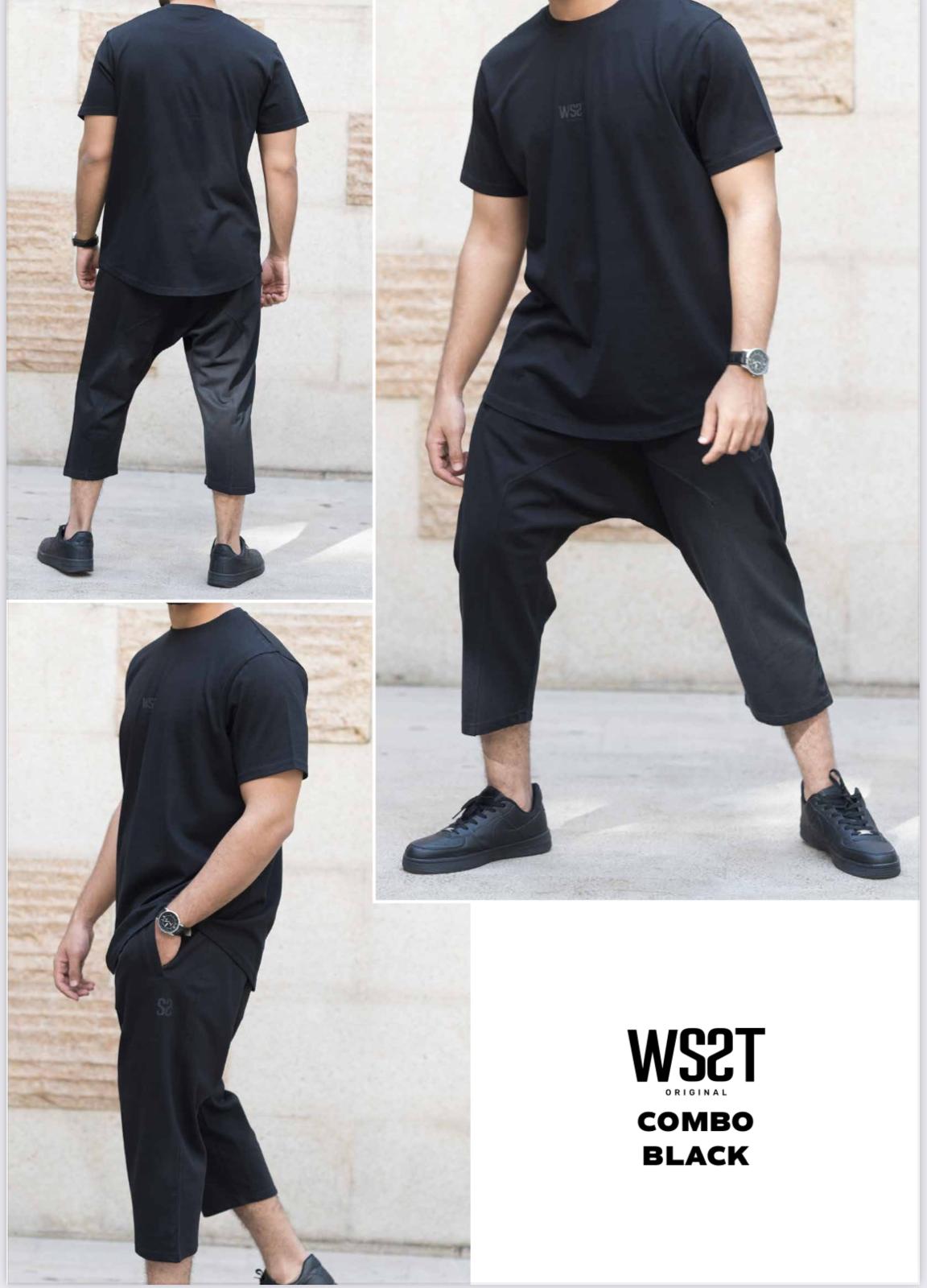 ENSEMBLE COMBO WASSAT – T-SHIRT & PANTACOURT SAROUEL NOIR – TAILLE M – Image 2