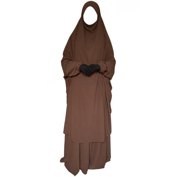 JILBAB SOIE DE MEDINE GRIS TAUPE TAILLE UNIQUE – 2 PIECES – ETOILE D’ORIENT – Image 6