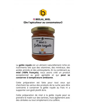 MIEL ET GELEE ROYALE 250g - BEELAL MIEL – Image 2